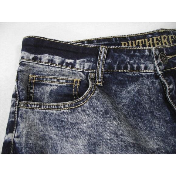 Rutherford Men's Jeans 36 x 34 blue acid wash distressed Flex skinny fit blue - Picture 4 of 11